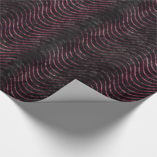 Wavy Luxury Black en roze Glitter Cadeaupapier (Hoek)