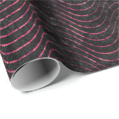 Wavy Luxury Black en roze Glitter Cadeaupapier (Rol Hoek)