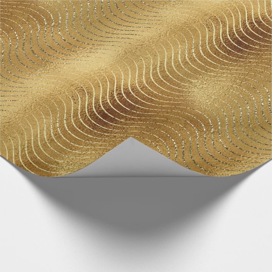 Wavy Luxury Gold Glitter Curves Cadeaupapier (Hoek)