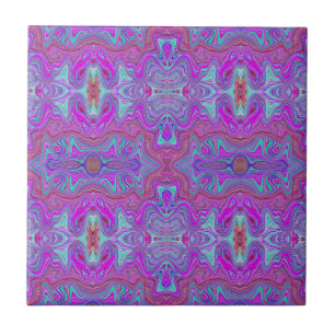 Wavy Magenta en Blue Trippy Marked Pattern Tegeltje