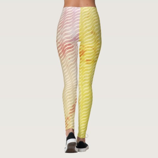 Wavy Magisch Gold GreenLeaf Lines Naadloos Patroon Leggings (Achterkant)