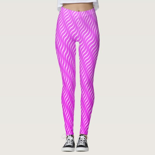 Wavy Magisch Paarse doolhof lijnen naadloos patroo Leggings (Voorkant)
