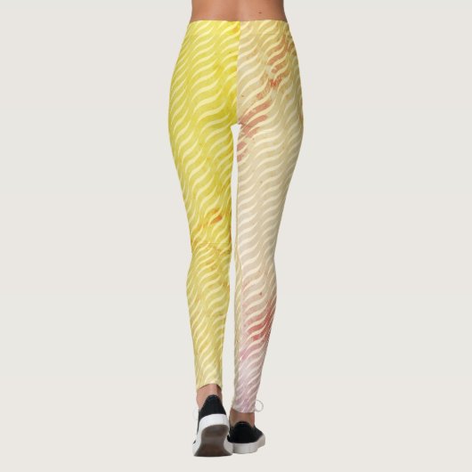 Wavy Magisch stof GreenLeaf Lines Naadloos patroon Leggings (Achterkant)