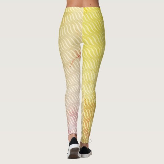 Wavy Magisch Zand GreenLeaf Lines Naadloos Patroon Leggings (Achterkant)