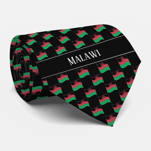 Wavy Malawi-vlagpatroon Stropdas (Opgerold)