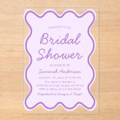 Wavy Modern Curvy Bold Light Paarse Vrijgezellenfe Acryl Uitnodigingen (Voorkant)