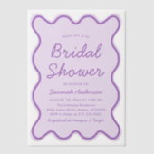 Wavy Modern Curvy Bold Light Paarse Vrijgezellenfe Vellum Uitnodigingen (Voorkant)