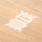 Wavy Modern Curvy Bold Peach Fuzz Vrijgezellenfees Acryl Uitnodigingen (Laagn)