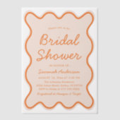 Wavy Modern Curvy Bold Peach Fuzz Vrijgezellenfees Vellum Uitnodigingen (Voorkant)