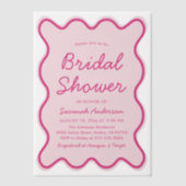 Wavy Modern Curvy Bold Pink Vrijgezellenfeest Vellum Uitnodigingen (Voorkant)
