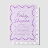 Wavy Modern Curvy Bold Retro Paarse Baby shower in Vellum Uitnodigingen (Offset (Uitnodiging))