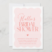 Wavy Modern Curvy Red Roze Vrijgezellenfeest Kaart (Voorkant)