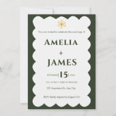 Wavy Modern Green huwelijksuitnodiging Kaart (Voorkant)