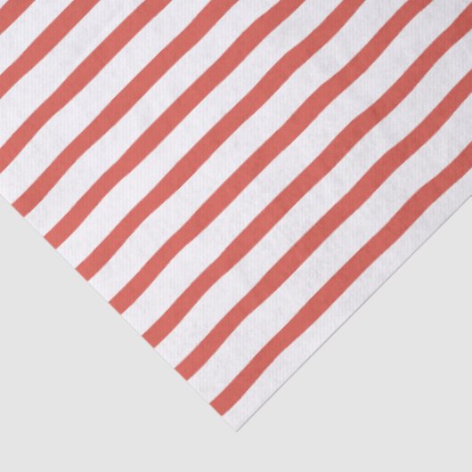 Wavy Modern minimaal rood en wit streeppatroon Tissuepapier (Detail)
