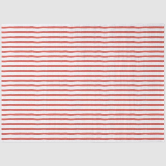 Wavy Modern minimaal rood en wit streeppatroon Tissuepapier (Voorkant)