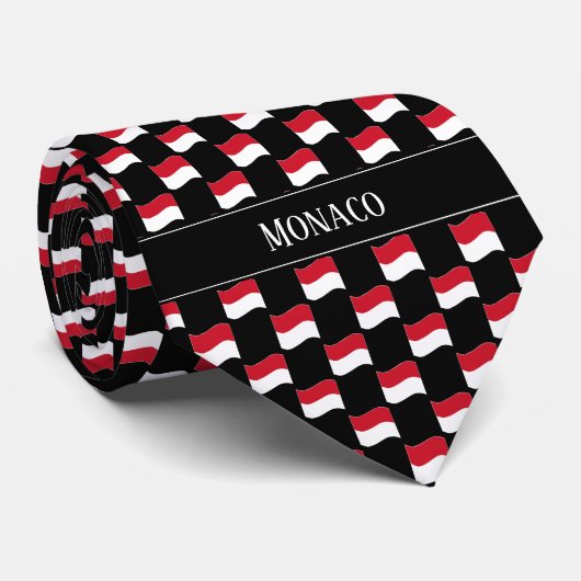 Wavy Monaco Vlag Patroon Stropdas (Opgerold)