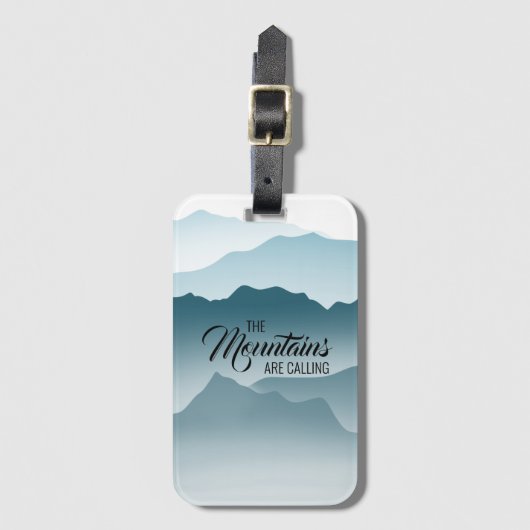 Wavy Mountains noemen blauwe gradiënt Bagagelabel (Voorkant (verticaal))