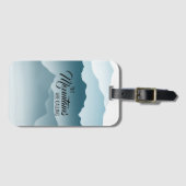 Wavy Mountains noemen blauwe gradiënt Bagagelabel (Voorkant (horizontaal))