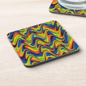 Wavy Multicolor Abstract Bier Onderzetter (Linkerzijde)