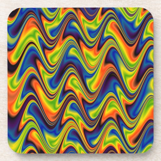 Wavy Multicolor Abstract Bier Onderzetter (Voorkant)