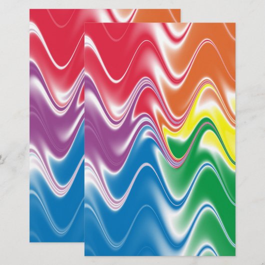 Wavy Multicolor Abstract Briefpapier (Voorkant / Achterkant)