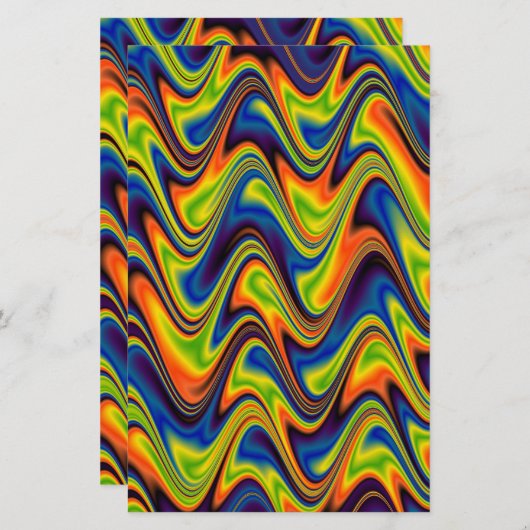 Wavy Multicolor Abstract Briefpapier (Voorkant / Achterkant)