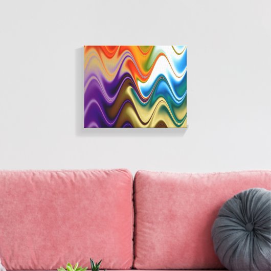 Wavy Multicolor Abstract Canvas Afdruk (Insitu (Woonkamer))