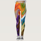 Wavy Multicolor Abstract Leggings (Voorkant)