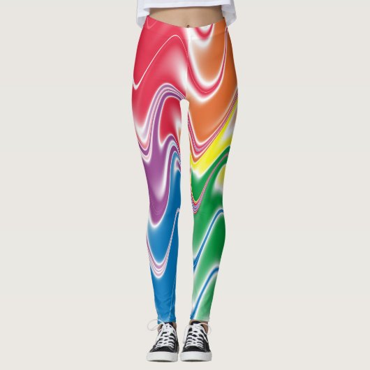 Wavy Multicolor Abstract Leggings (Voorkant)