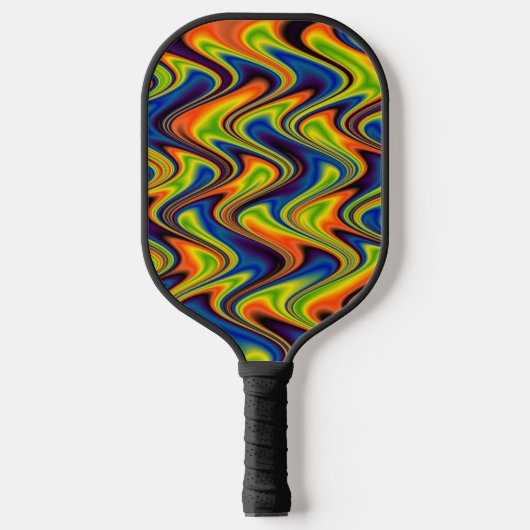 Wavy Multicolor Abstract Pickleball Paddle (Voorkant)