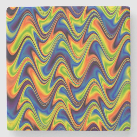 Wavy Multicolor Abstract Stenen Onderzetter (Voorkant)