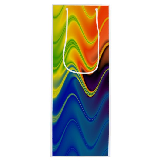 Wavy Multicolor Abstract Wijn Cadeautas (Voorkant)