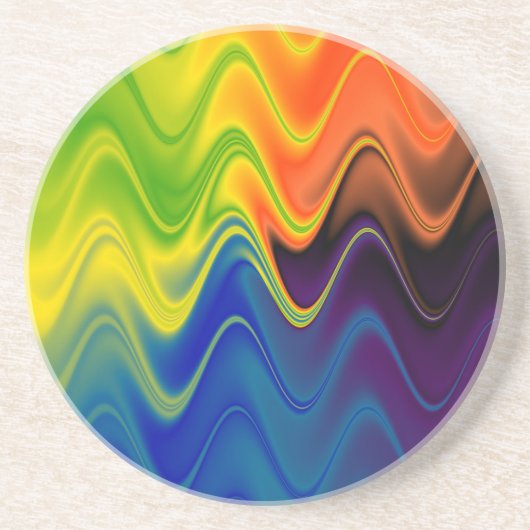 Wavy Multicolor Abstract Zandsteen Onderzetter (Voorkant)