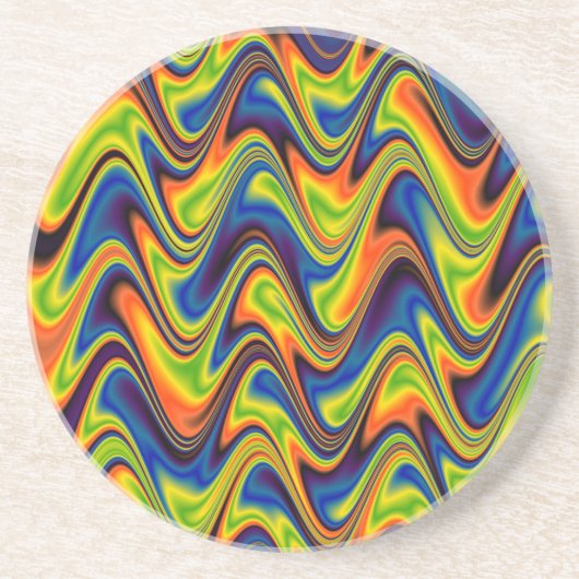 Wavy Multicolor Abstract Zandsteen Onderzetter (Voorkant)