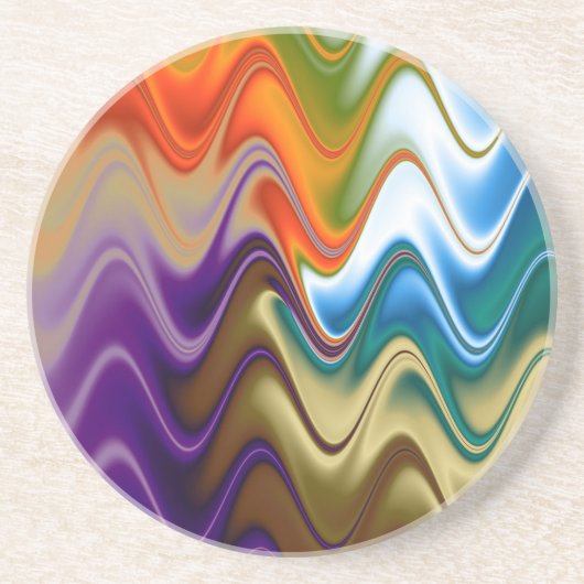 Wavy Multicolor Abstract Zandsteen Onderzetter (Voorkant)