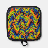 Wavy Multicolor Abstracte Oven Mitt en Pot Houders (Voorkant)