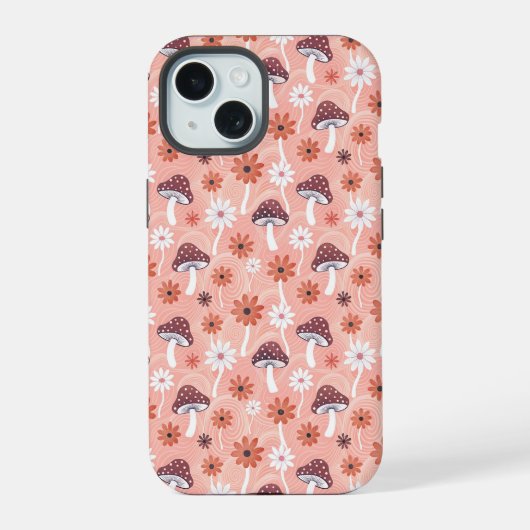 Wavy Mushroom garden iPhone 15 Case (Achterkant)