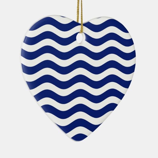 Wavy Navy Stripes decor Keramisch Ornament (Rechts)