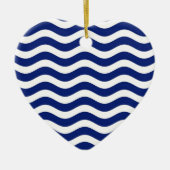 Wavy Navy Stripes decor Keramisch Ornament (Voorkant)
