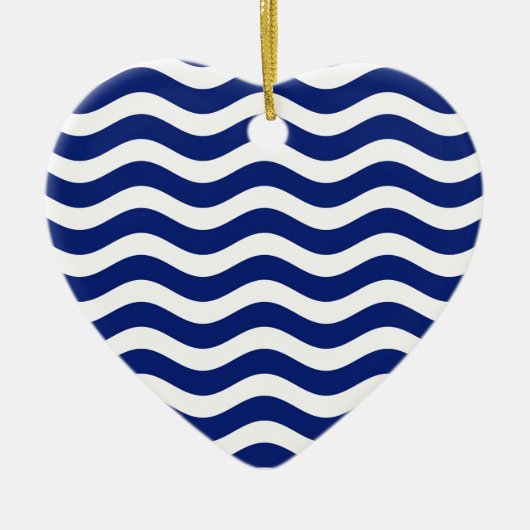 Wavy Navy Stripes decor Keramisch Ornament (Voorkant)