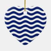 Wavy Navy Stripes decor Keramisch Ornament (Achterkant)