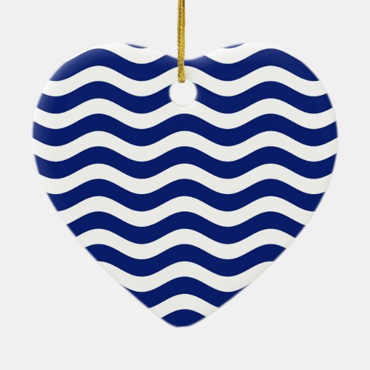 Wavy Navy Stripes decor Keramisch Ornament (Achterkant)