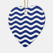 Wavy Navy Stripes decor Keramisch Ornament (Links)