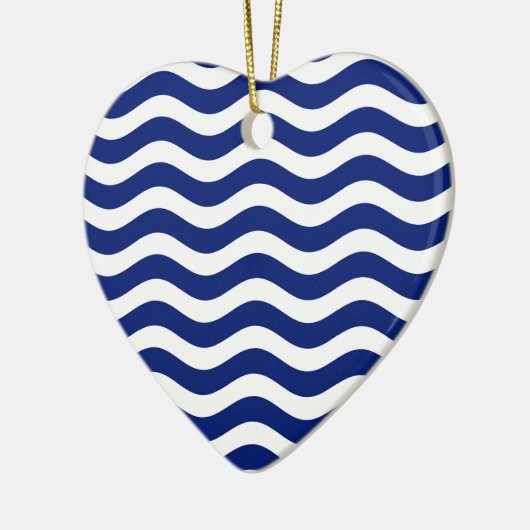 Wavy Navy Stripes decor Keramisch Ornament (Links)