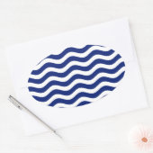 Wavy Navy Stripes decor Ovale Sticker (Envelop)