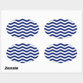 Wavy Navy Stripes decor Ovale Sticker (Vel)