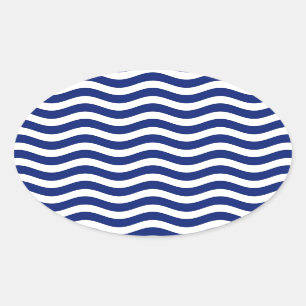 Wavy Navy Stripes decor Ovale Sticker