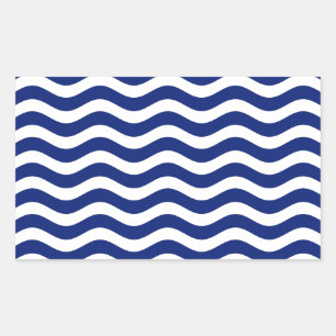 Wavy Navy Stripes decor Rechthoekige Sticker