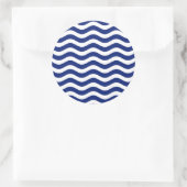 Wavy Navy Stripes decor Ronde Sticker (Tas)