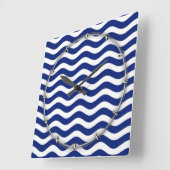 Wavy Navy Stripes decor Vierkante Klok (Hoek)